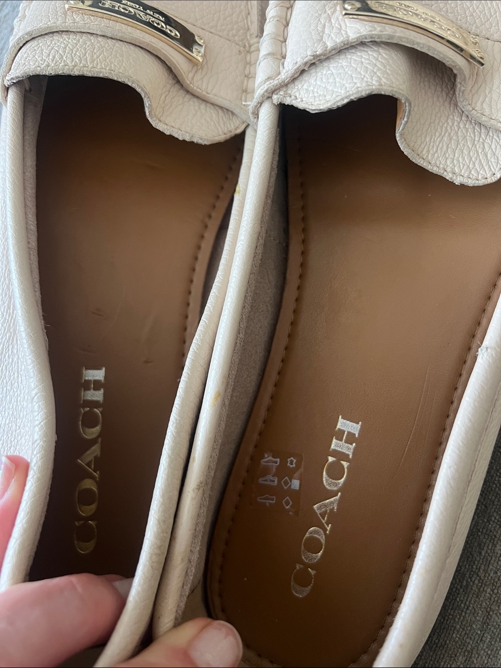Coach Cream Pebbled Leather Penny Loafers with Logo Plaque - Picture 4 of 4
